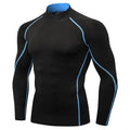 Men's High Neck Fitness Long Sleeve Shirt PRO Sports Running Long Sleeve T-Shirt Autumn Winter Stretch Top