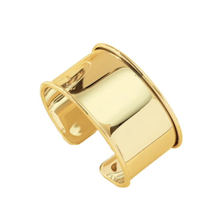 Punk Metal Glossy Open Wide Bangle Bracelet for Women Personalized Exaggerated Party Dinner Jewelry Accessories