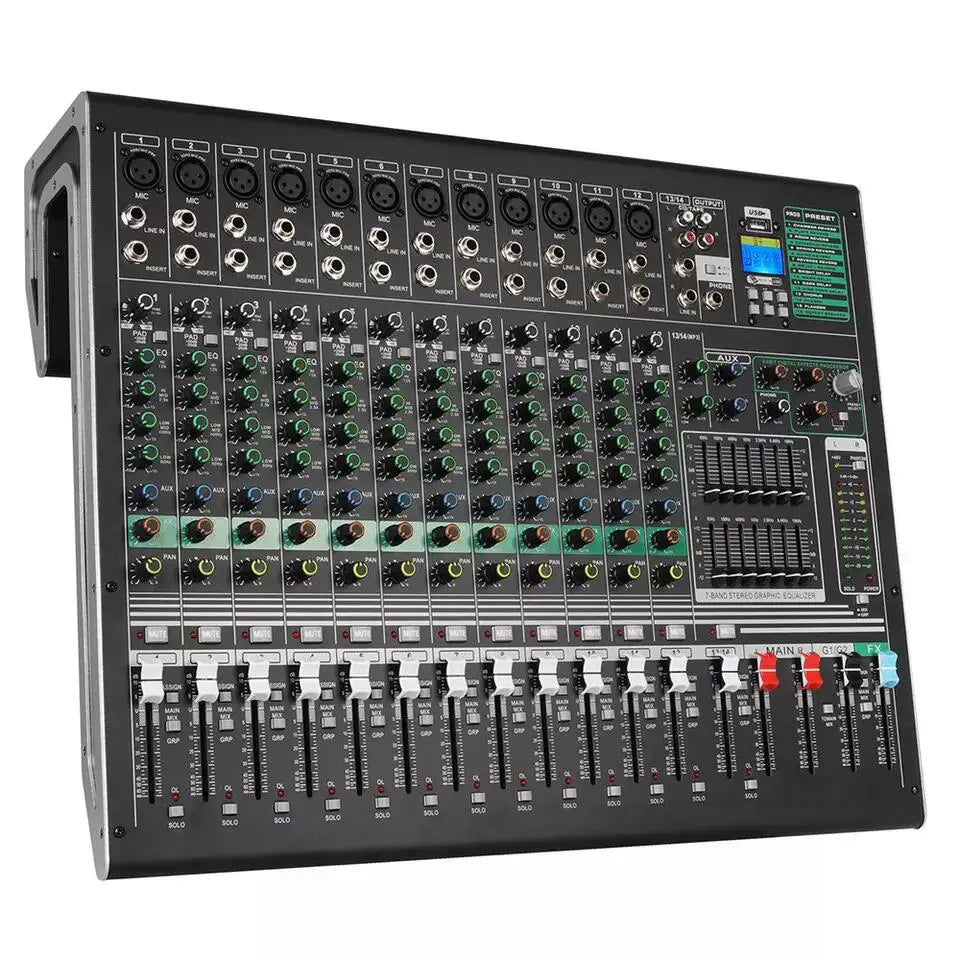 Depusheng DX12C Professional 14-way Performance Mixer Built-in 16 Kinds of Digital Effects Mixing Console
