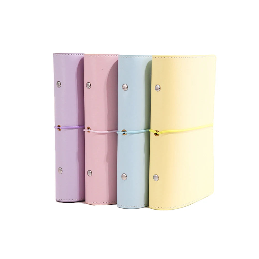 New Design A6 Macaroon Pu Leather Binder Notebook Elastic Band Notebook Cash Budget Binder