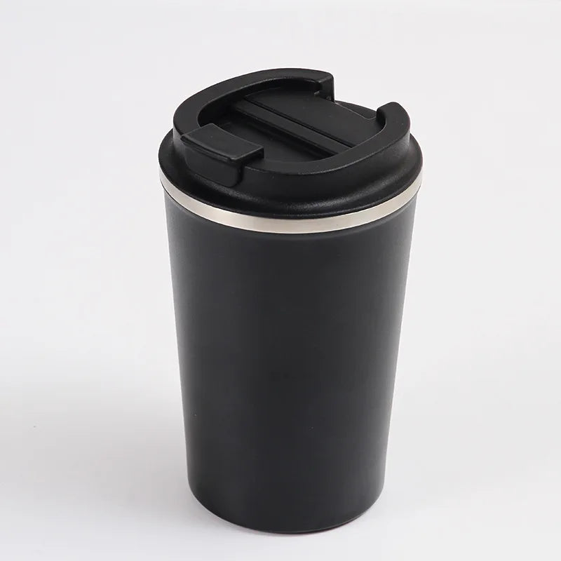 380ml Coffee Cup with Lid Stainless Steel Inner Ceramic Coffee Mug