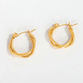 MICCI Wholesale Custom Women's Jewelry 16mm Hoop Earring PVD 18K Gold Plated Stainless Steel Twist Hoop Earrings