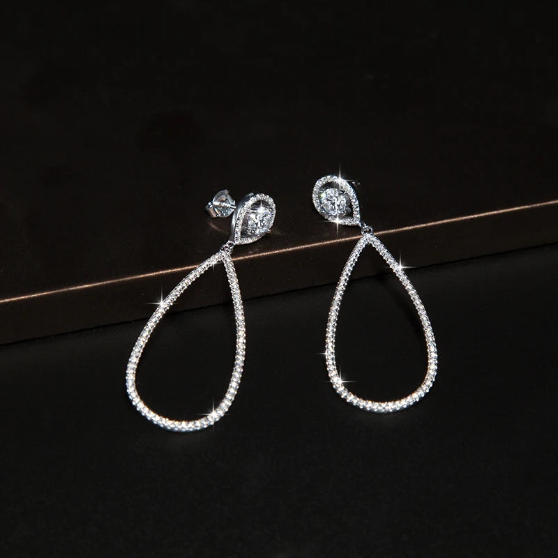 New S925 Sterling Silver Oval Large Earrings 0.5CT Moissanite Earrings Prom Party Earrings for Women