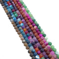 4/8/10/12mm Purple Natural Matte Frosted Colorful Round Agate Stripe Stone Beads Beads for Jewelry Making Necklace Bracelet