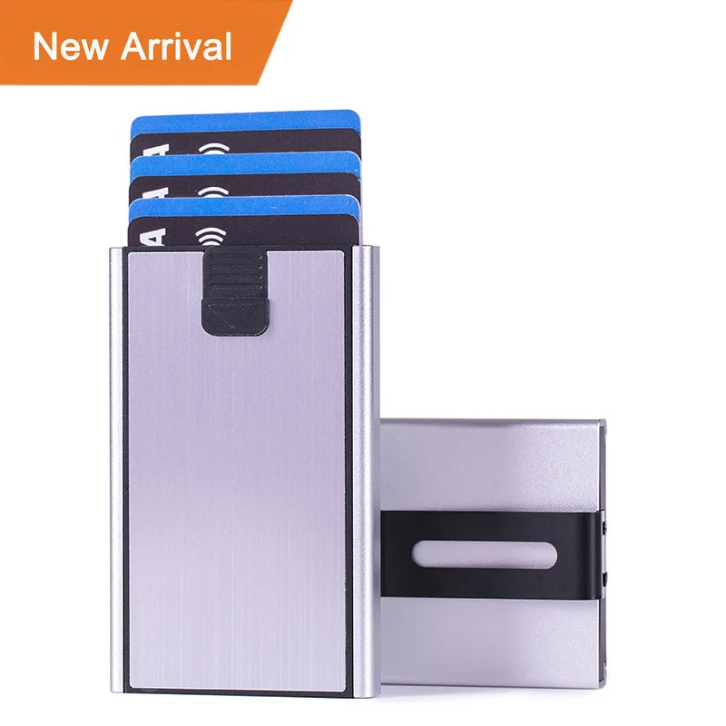 Wholesale Slim Aluminum RFID Anti Skimming Card Holder Credit Card Sleeve Wallet with Money Clip Protective Lining Metal