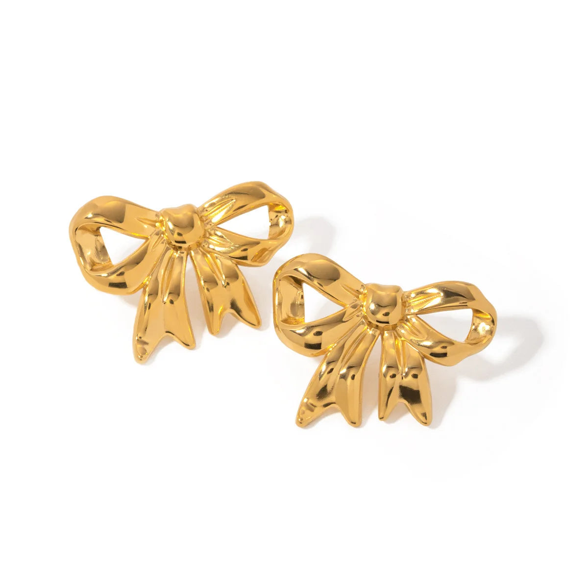 Stainless Steel Bow Stud Chandelier Earrings Fashion Waterproof Design