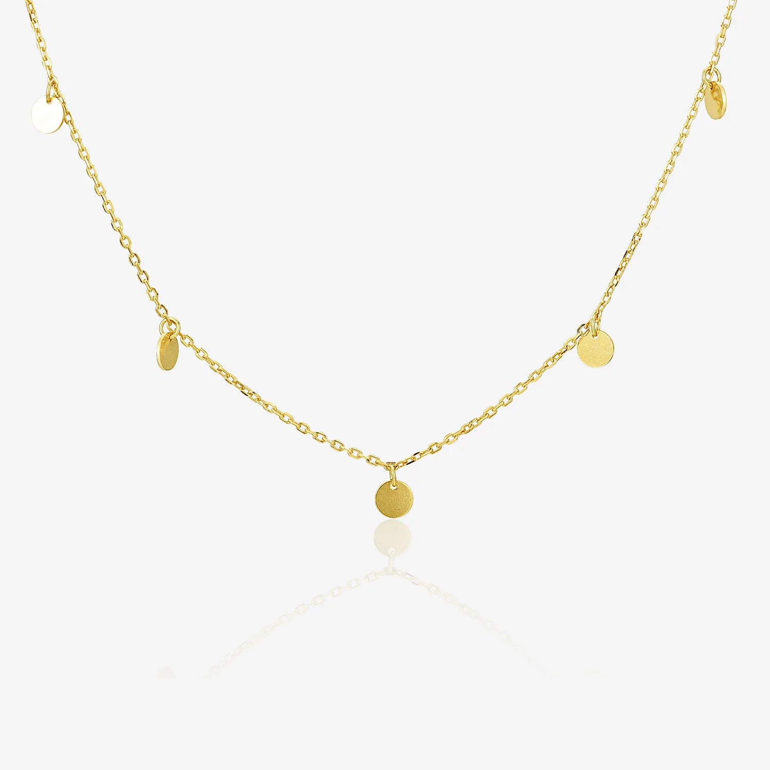 Women Daily Jewelry Dainty Gold Round Disc Layering Charm Choker Necklace in 925 Sterling Silver