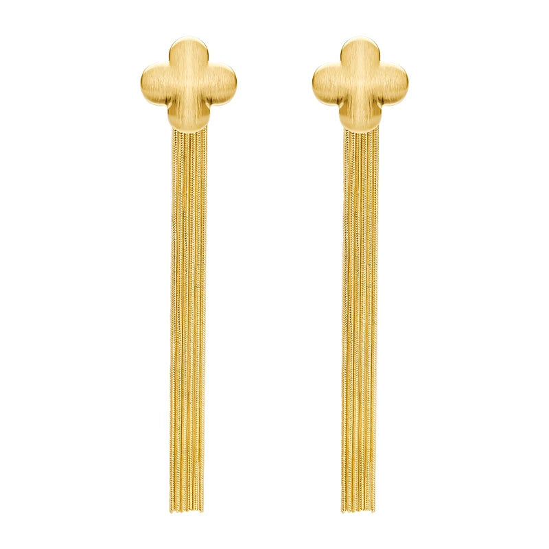 Vintage Long Chain Tassel Earrings 18K Gold Plated With Diamond Pendant Fashion Jewelry for Girls' Parties