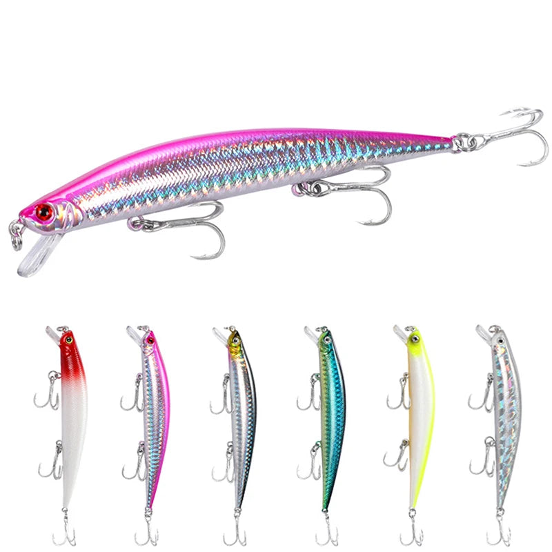 125mm 12.5g Hard Lures Minnow Realistic Sinking Hard Baits Treble Hook Painted Minnow Fishing Lure