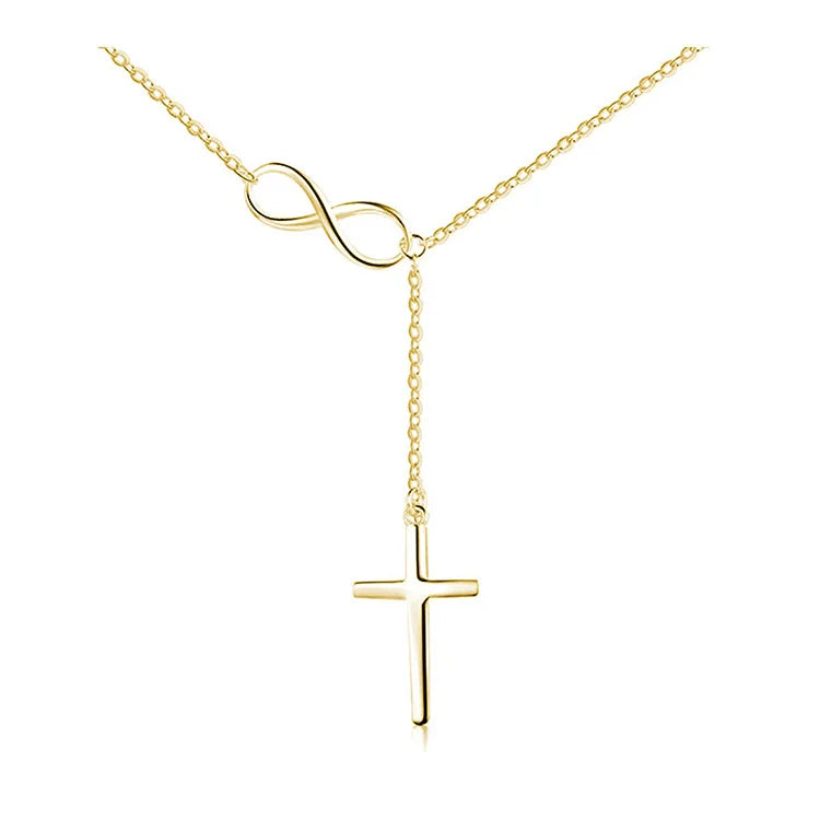 Simple Lucky Number 8 Cross Pendant Alloy Necklace Set Women's Fashion Jewelry-Gift for Engagement & Anniversary