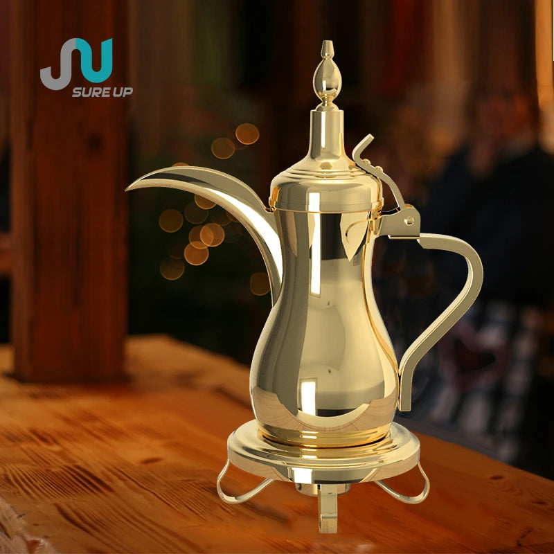 Middle East Hot Sale Single Wall Stainless Steel Dallah Flask Arabic Coffee Pot Business Gifts 1 Piece Drinkware 32oz Capacity