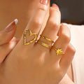 Fashion Jewelry Rings 18K Gold Plated Open Stainless Steel Skeleton Heart Ring for Women YRS316