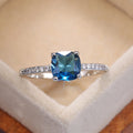 Fashion Desgin Ring Big Square Sky Blue Stone Rings for Women Jewelry Wedding Engagement Gift Inlaid Stone Rings