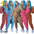 American Clothing Ropa Winter Lounge Set Women Fur Women Sweatsuit Set Tracksuit Jogger 2 Pcs Set