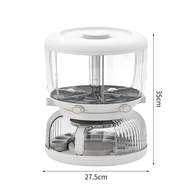 Kitchen Compartment Storage Box 6 Compartments Rotatable Grains and Cereals Rice Bucket Can Be Put on the Egg Rack With Lid
