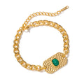 Fashion Hammer Texture Malaysian Jade Stainless Steel Small Disc Natural Stone Bracelet