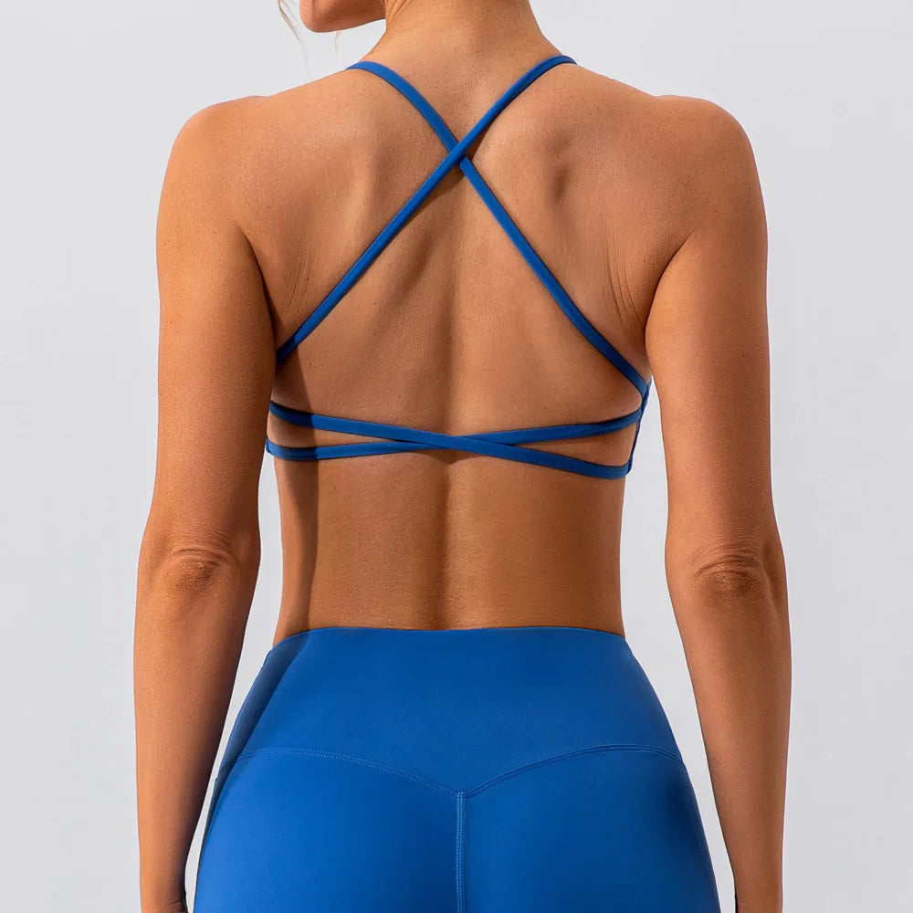 Bestselling Women's Gym Active Wear Sexy Cross Strap Sports Bra Lightweight Fitness Yoga Bra in Hot Pink Plus Size Breathable