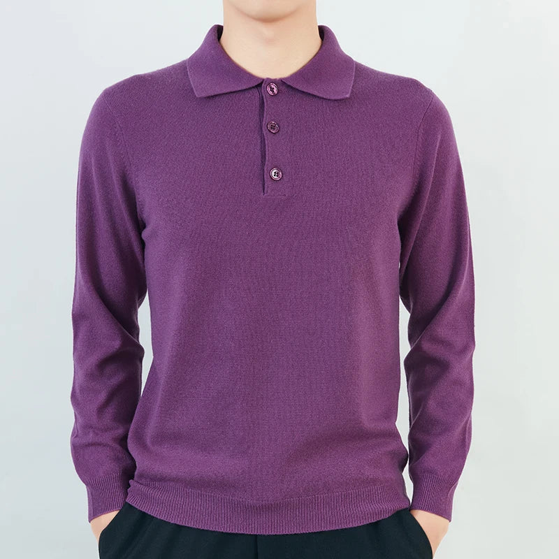 Inner Mongolia Pure Cashmere Knitted Men's Sweaters Custom Plain Color Knit Men Cashmere Pullover Sweater