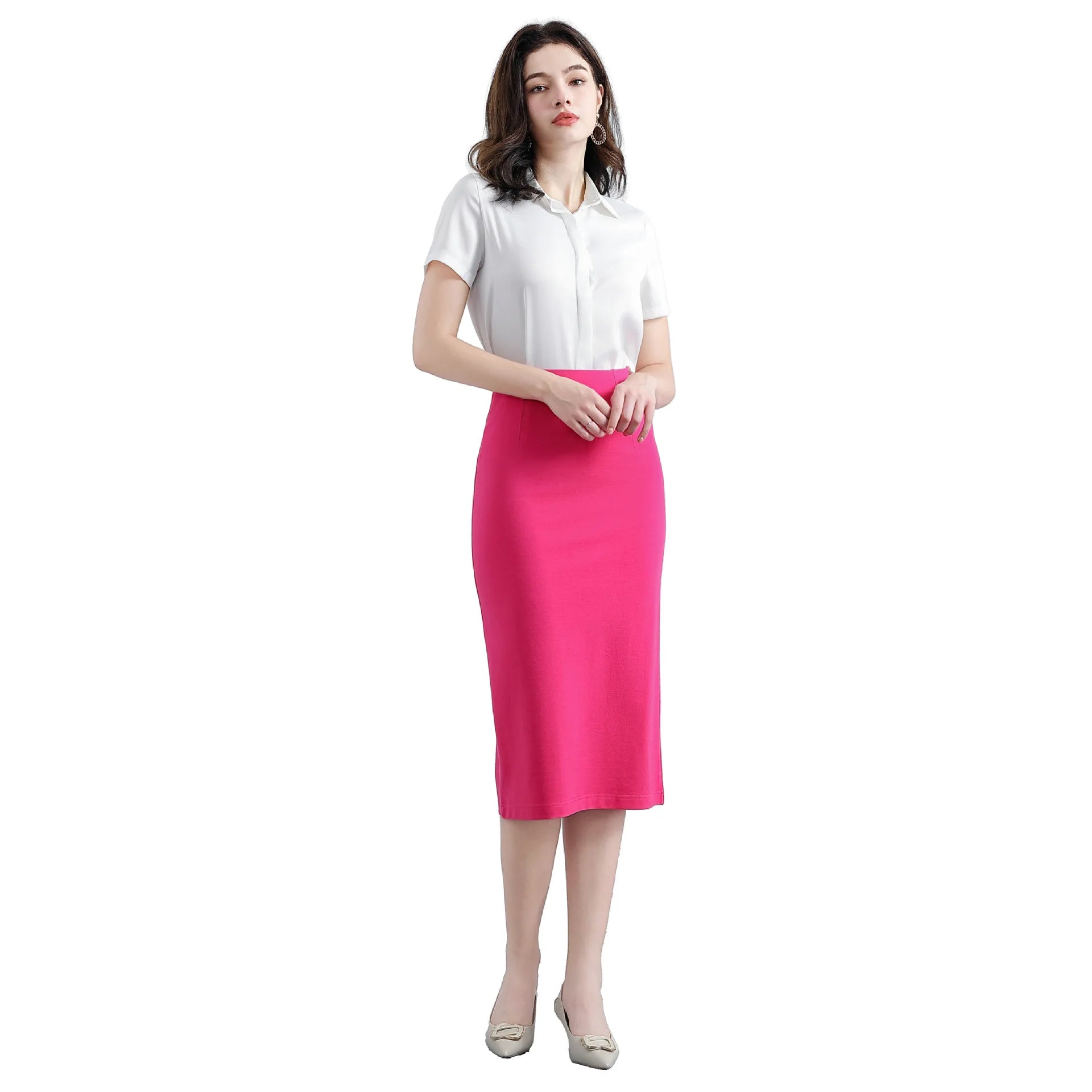 High Quality Stretch Plus Size Professional Midi Skirts Office Ladies Business Career Wrap Skirts