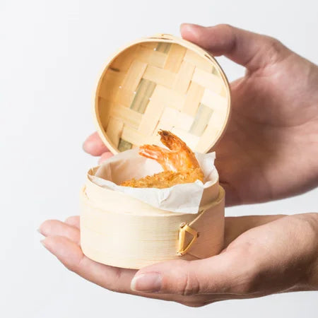 Factory Price Natural Bamboo One Tie One Lid Mini Size Bamboo Steamer