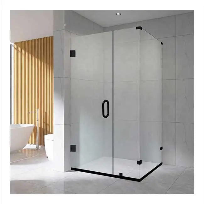 KMRY Custom Hinged Stainless Steel Shower Room with Black Glass Frame Hot Hotel Project for Home Use