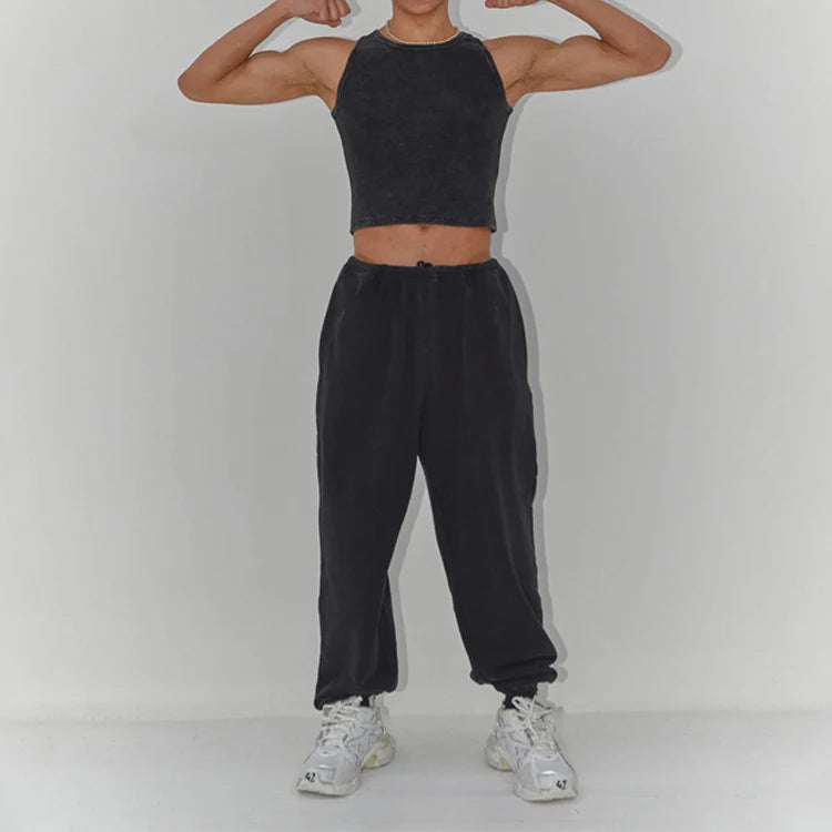 Wholesale Summer High Quality Custom Fitted Basic Top Unisex Tank Tops Black Crop Tops for Women and Men