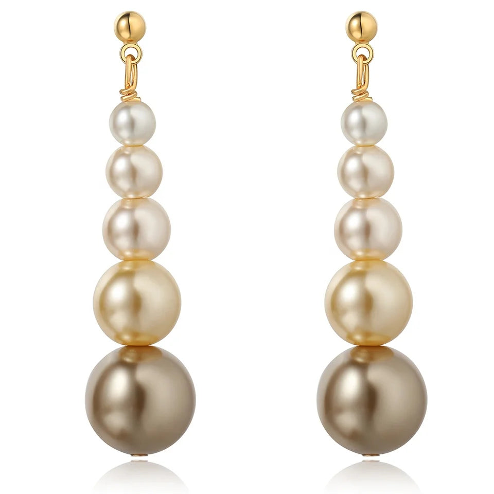 Premium Light Luxury Brass 18K Gold Plated Trendy Charm Pearl Tassel Earrings Unisex Jewelry Gifts Customized