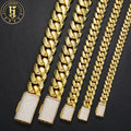 Hip Hop Jewelry Mens 10mm-25mm Necklace Solid 18K Real Gold Brass Plated CZ Diamond Chunky Miami Cuban Link Chain
