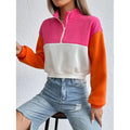 F230236 Custom Women Suppliers Causal Premium Hoodies Oversized Fleece Half Zip Sweatshirt for Women