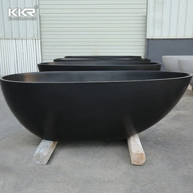 Freestanding Artificial Stone Modern Soaking Bathtub with Acrylic Surface and Drainer for Hotel Use