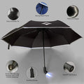 Wholesale Double Layer Auto Open Close Safety Travel Led Light Umbrella Orange