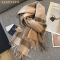 Fashionable Casual Style Colorful Plaid Tartan Wool Scarf 188*30cm Long Thickened Women Scarves Shawl Wholesale