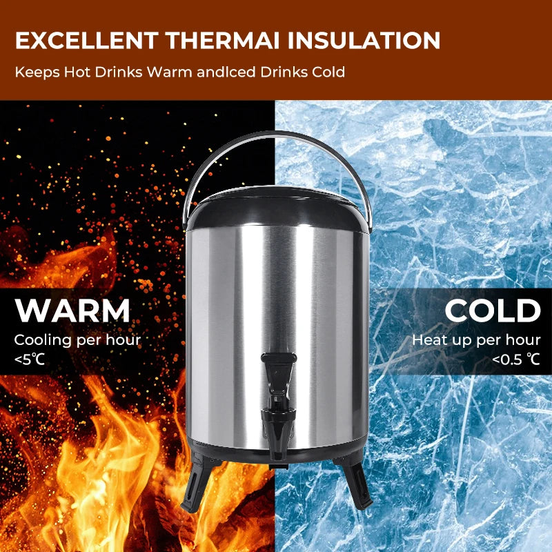 Stainless Steel Milk Tea Bucket Large Capacity Heat Preservation Barrel with Tap Milk Tea Thermos Barrel Milk Tea Barrel
