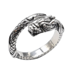 Wholesale S925 Sterling Silver Retro Dragon Rings for Men and Women's Open Ring Hiphop Rock Jewelry