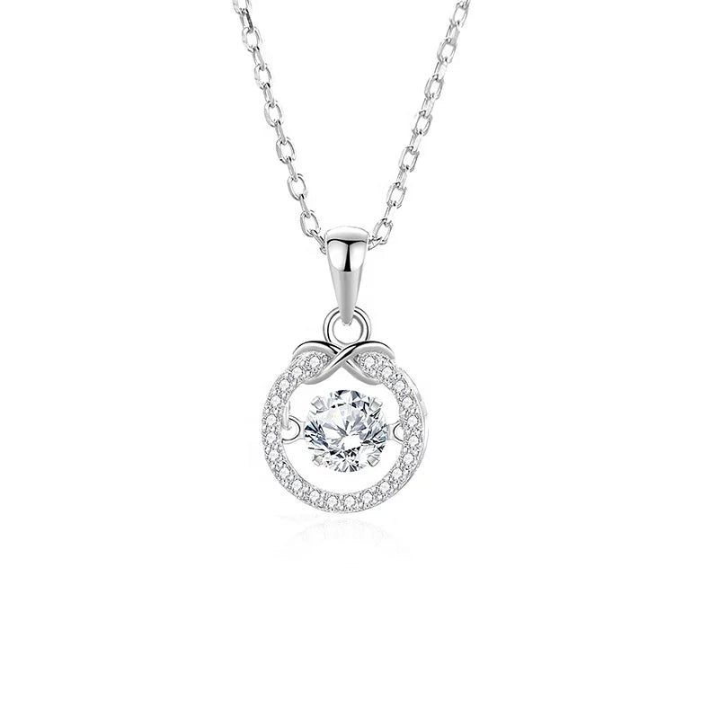 Wholesale Fashion Silver Infinity Love Necklace with Figure 8 Pendant Thin Chain Women's Party Gift Moissanite Necklace