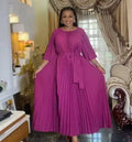 Pleated Solid Color Loose Large Size Long Dresses Factory Direct Sales