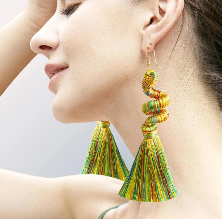 Bohemian Tassel Earrings Set-Trendy Colorful Fringe Summer Beach Statement Earrings for Women Girls