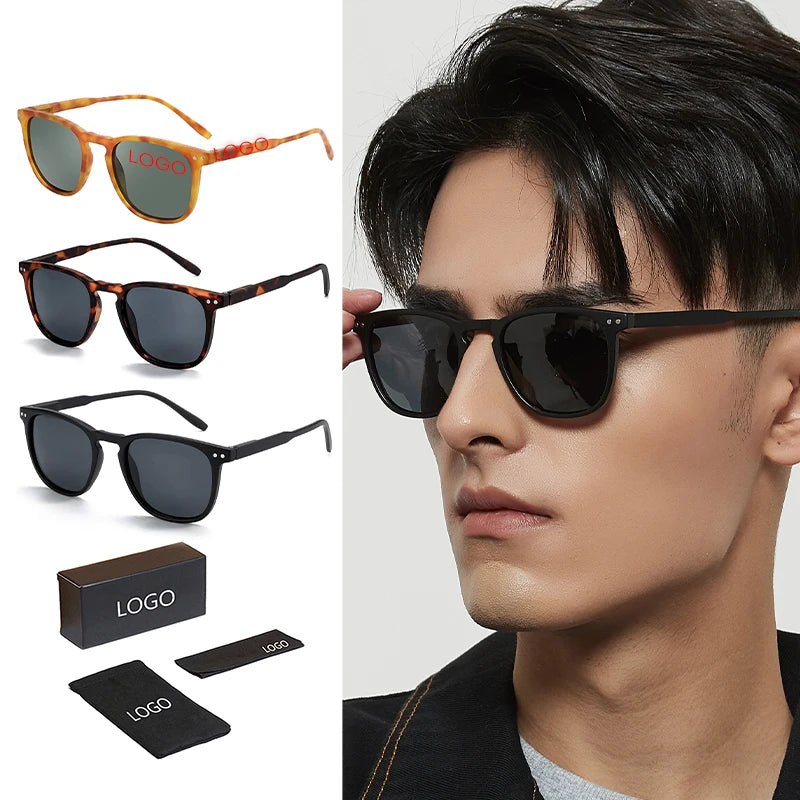 Luxury Designer Retro square UV 400 POLARIZED Sunglasses Trendy HD Grey Sun Glasses Lens Custom logo and Packing for Women Men