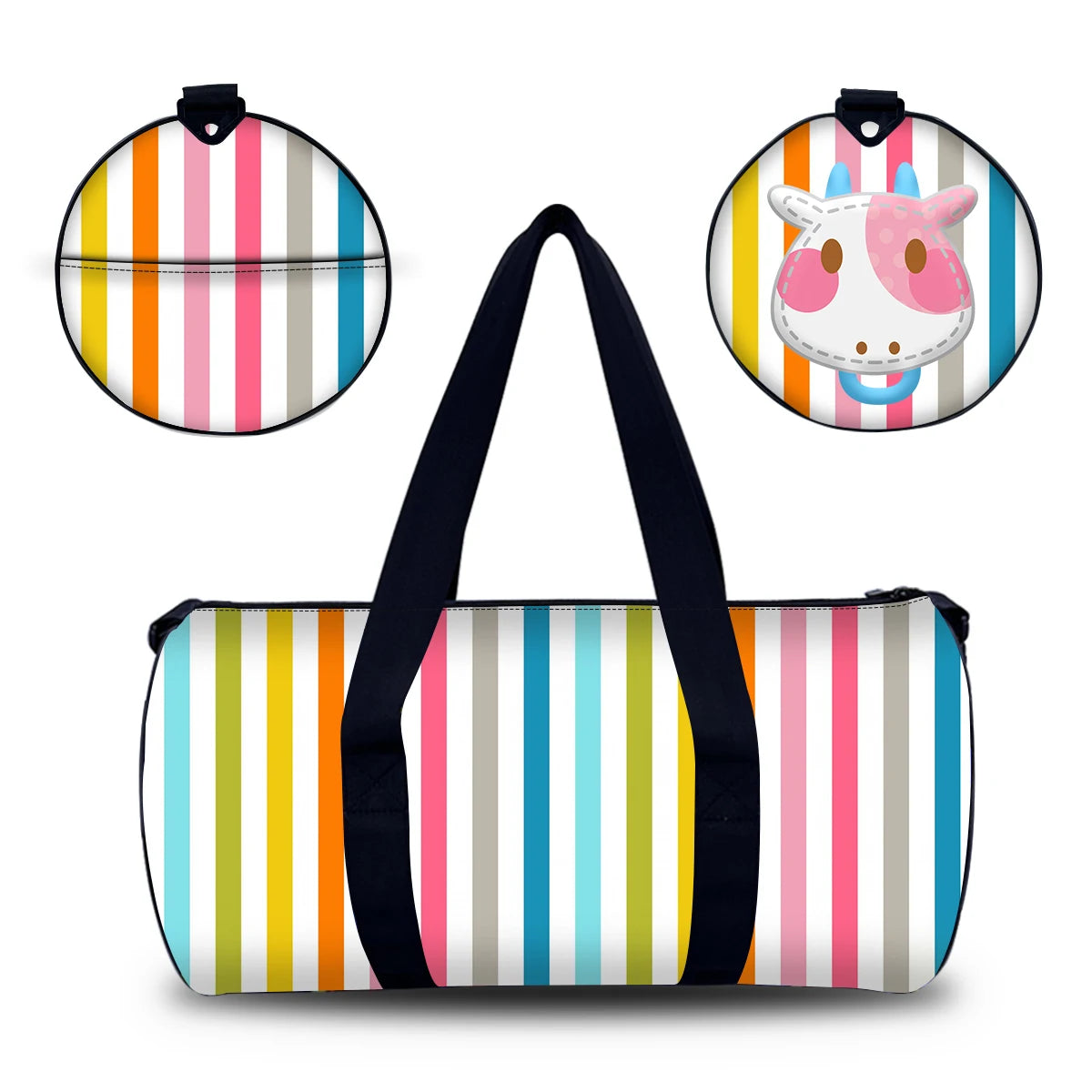 Custom Print Floral Design Large Capacity Unisex Duffel Bag Waterproof Polyester Thermal Dye Sublimation Teen Girls Fitness Bag