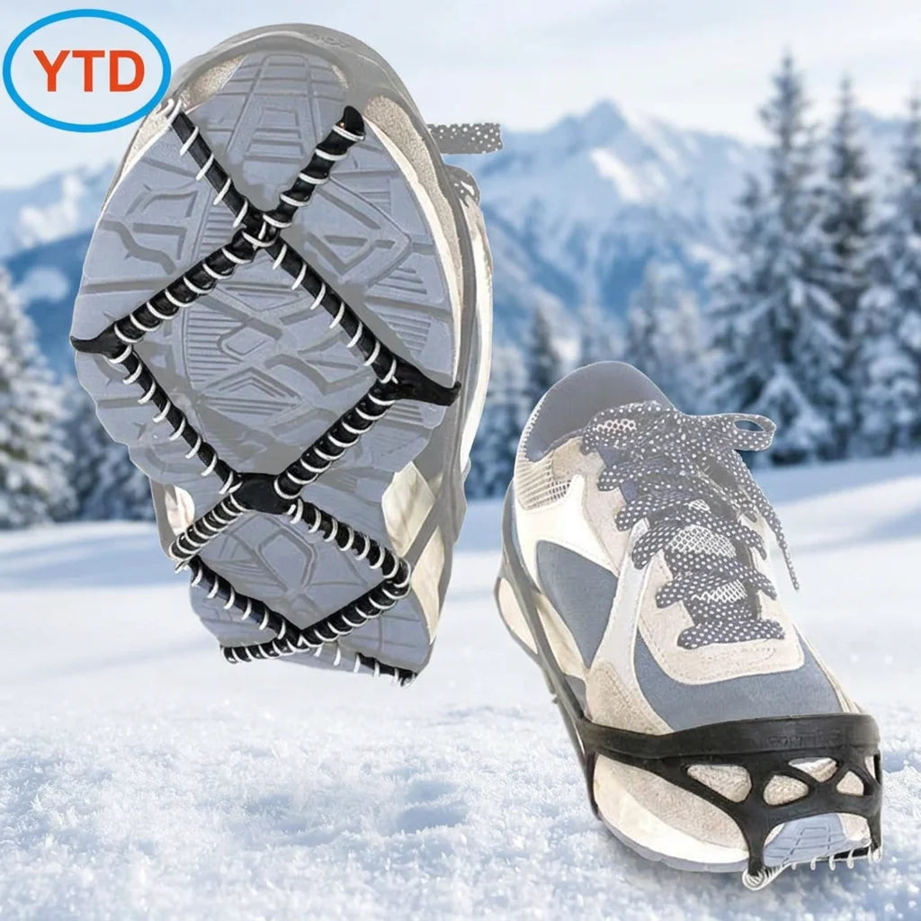 Unisex Lightweight Winter Snow & Ice Cleats Durable Rubber Insole with Anti-Slip Upper Position Free Toe Styles Outdoor Safety