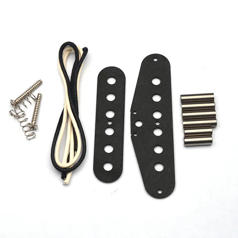 Electric Pickup DIY Kits- ST Staged Top Single Coil Alnico V Pickup Black Fiber Bobbin/Alnico V Pole Piece/Cable Pickup Kits