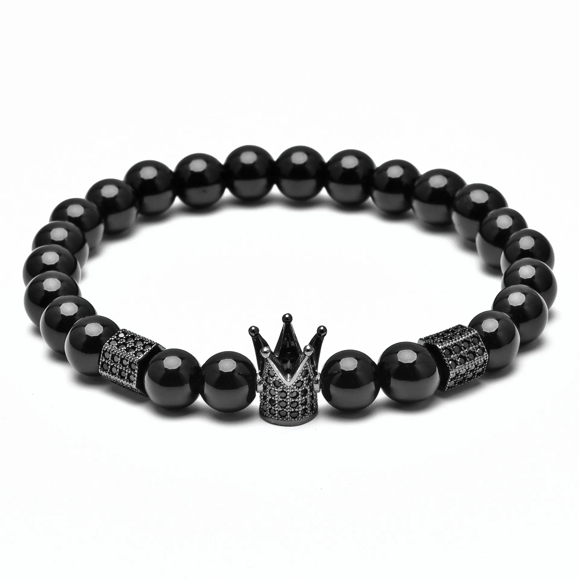 Natural Black Onyx Agate Beads Bracelet 6mm 8mm Smooth Genuine Stone Jewelry for Women Men Lucky Energy Fashionable Beaded