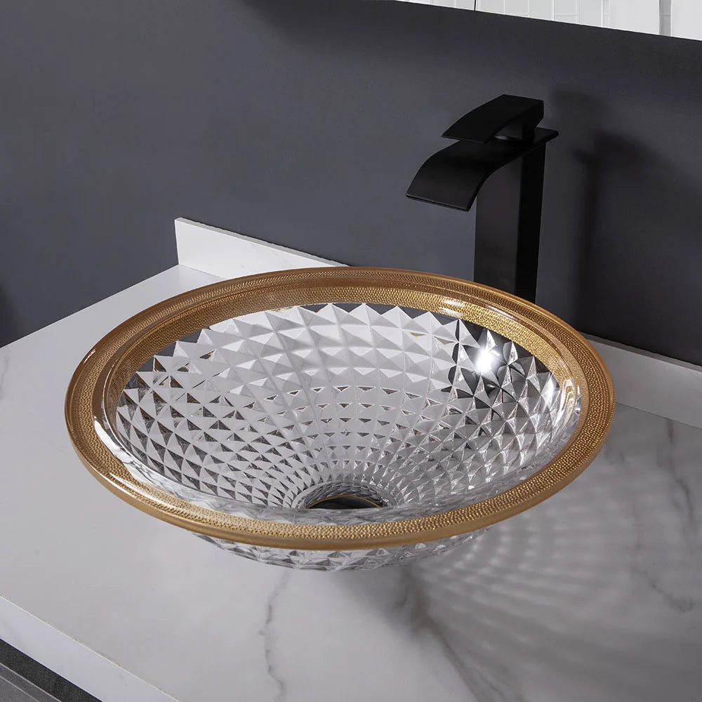 Hot Sale Crystal Glass Round Countertop Hand Wash Basin