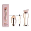 Portable Retractable Travel Foundation Brush Kit Lips Eyeshadow Cosmetic Brushes 4 in 1 Multi-functional Makeup Brush Set