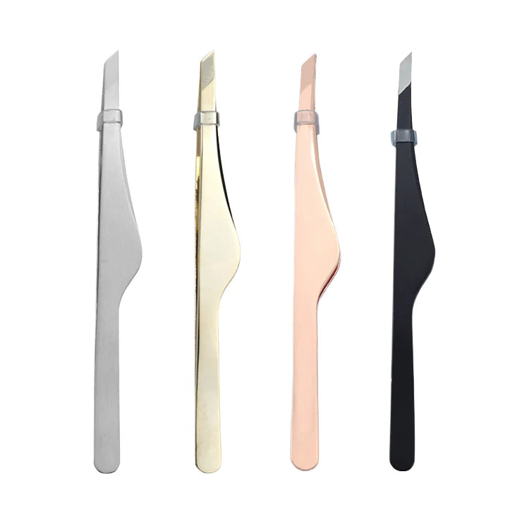 Professional Precision Stainless Steel Volume Eyebrow Tweezers Slant Tip Durable Hair Removal Makeup Tool for Eyelash Extensions