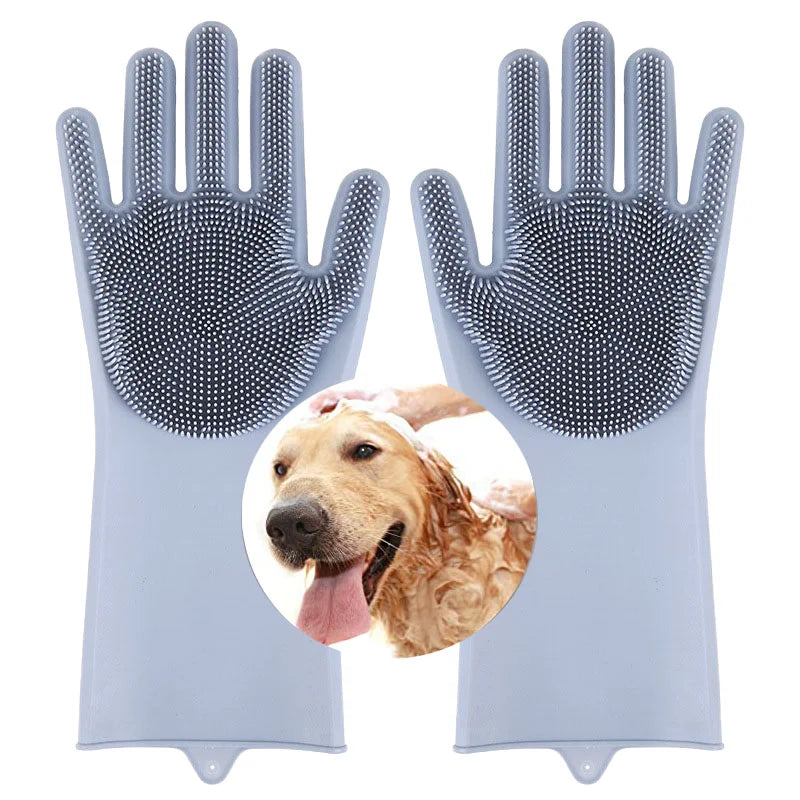 Pet Grooming Silicone Gloves 120g BPA Free Soft Bristles for Dog Cat Bathing Deshedding Massage Waterproof