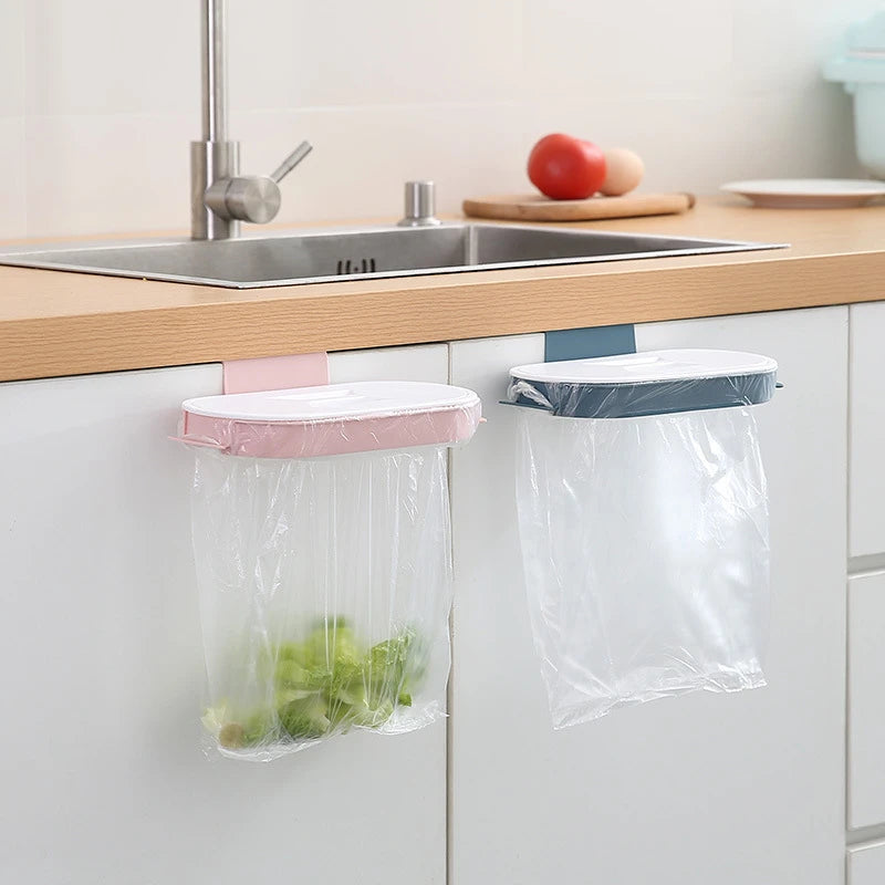 Built-In Kitchen Cabinet Waste Storage Rack Plastic PP Space Saving Bag Hook Shelf Portable Garbage Hanging Bag Holder