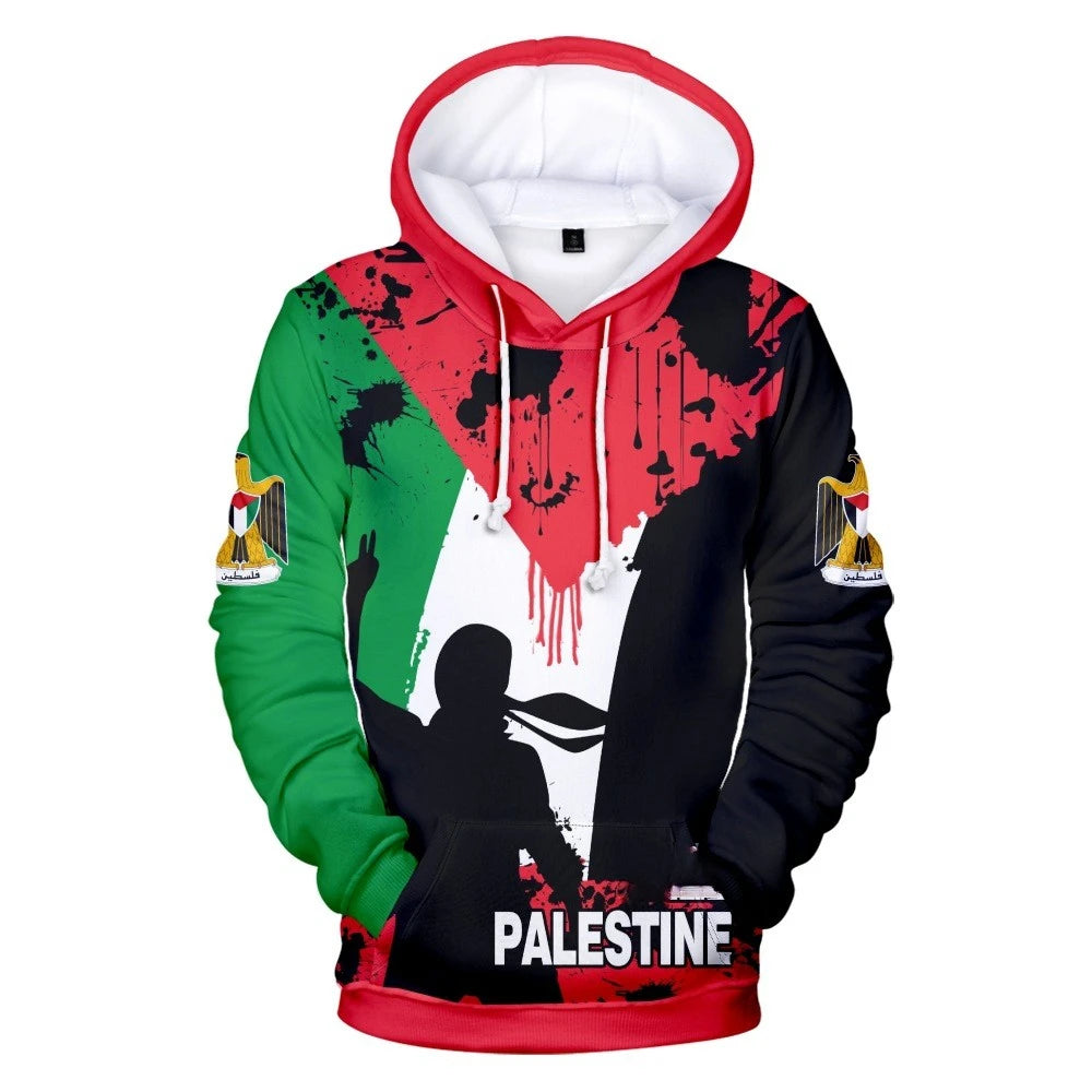Fitspi Palestine Hoodie Jacket Custom Wholesale Sweatshirt Pullover Short Sleeve Zipper Sweater Dropshipping