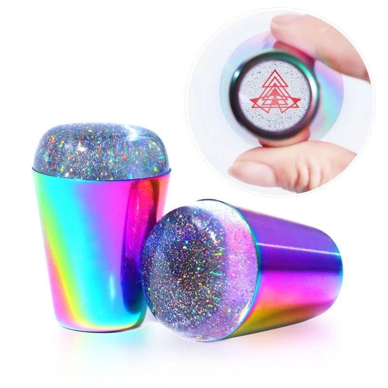 Rainbow Color Silicone Stamper Head Clear Nail Art Stamper