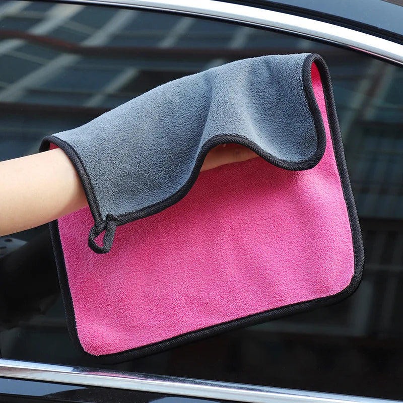 Factory Price Car Towel 30x60cm Microfiber Double-layer Thickened Absorbs Water Without Shedding Hair Car Cleaning Towel